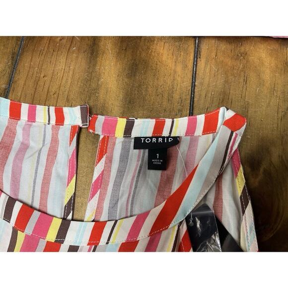 Torrid Challis Halter Dress Colorful Striped Size 1 NWT - Picture 3 of 12